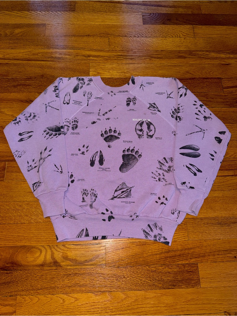 Animal Print Vintage Youth Sweatshirt Large 14/16 80s 90s Nature Print Aop RARE